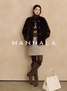 MANNALA丨“金朗姆”美丽奴皮毛一体小立领手工皮扣皮草外套Q6396