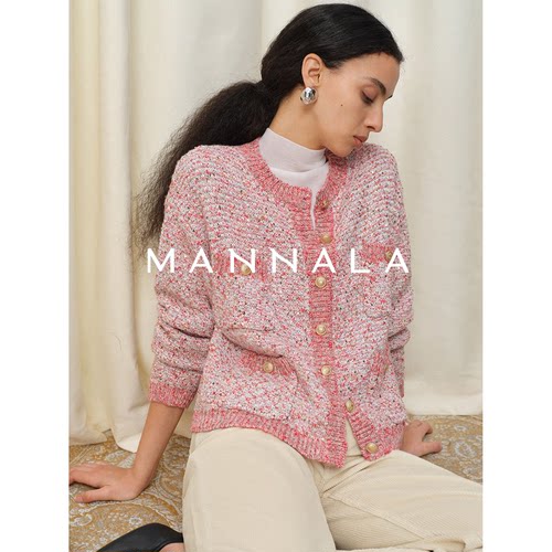 MANNALA丨“粉金小香”CONSINEE金属亮片A级羊绒小香毛衣 Q4624