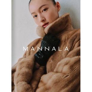 Q6412 芬兰soga高奢翻领全抽水貂皮草大衣 MANNALA 金琥珀