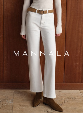 MANNALA丨“走直线”早秋款石磨缝制工艺佰搭显瘦直筒牛仔裤Q9329