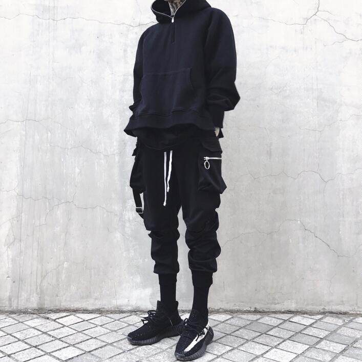 Guochao new pattern Chaopai pocket ring zipper hole Ribbon Overalls man leisure time Hanging crotch trousersin the Men's clothing, Casual pants  category - from Buy2taobao.com to provide professional Taobao agent buy service