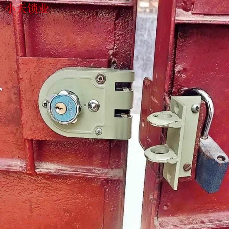 移门老式对开外装自动碰锁双开移动轨道门推拉老虎锁双扇门大门.