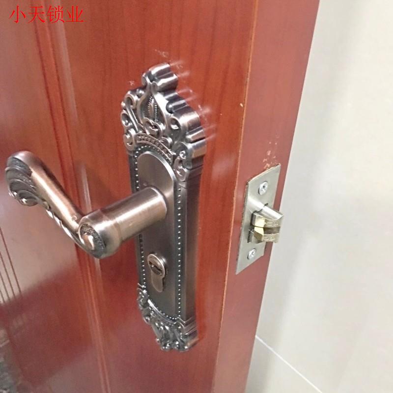 欧美老式卫生间黄古铜欧式实木门免打孔换锁覆古卧室门锁把手柄.