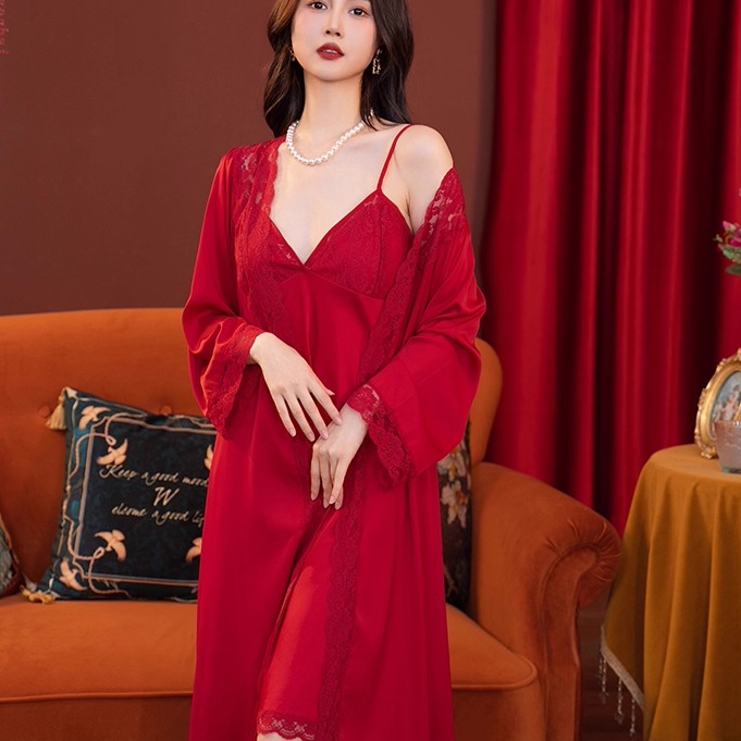 蕾丝性感冰丝吊带睡裙上海故事女