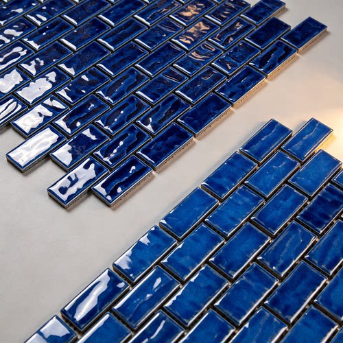 长条工字贴陶瓷马赛克窑变蓝瓷砖