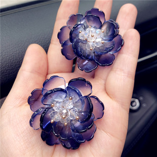 古风创意汽车内饰品空调出风口香薰固体香片夹仿琉璃花女持久淡香