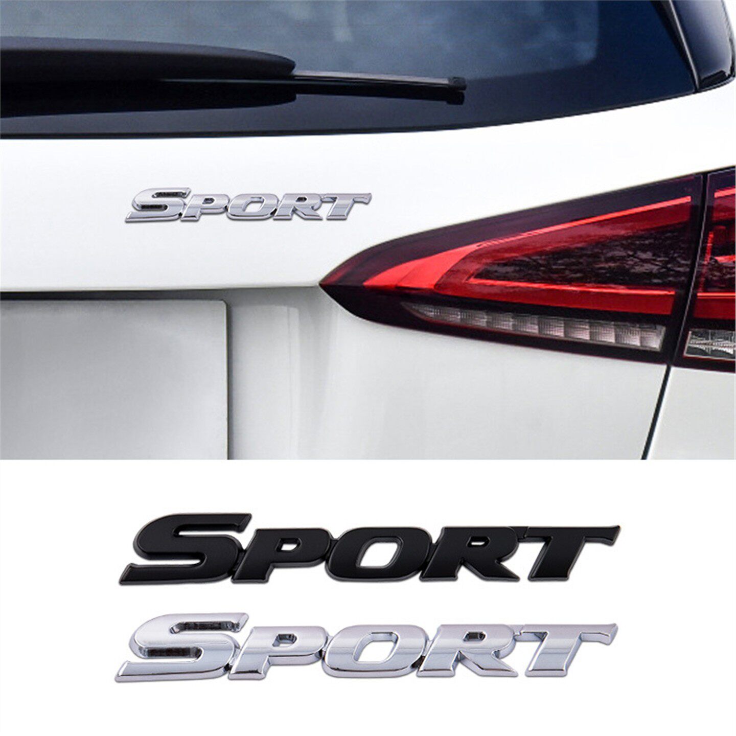 SPORT运动版 改装车标sport金属3D立体车贴尾标 汽车贴标门板侧标
