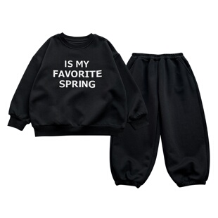 童酷2026男童春款湖州织里童装韩版小童字母印花圆领卫衣儿童套装