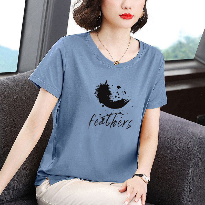 中年t恤女士短袖夏季2022新款夏装妈妈时尚洋气休闲上衣服中老年