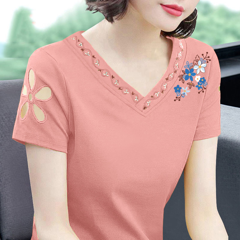 短袖韩版常规刺绣纯棉女
