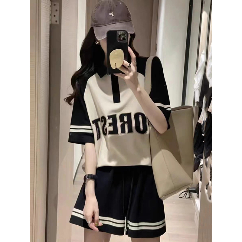 运动休闲套装女夏季宽松显瘦时尚减龄纯棉学生韩版短袖两件套短裤