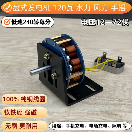 低速纯铜线发电机盘式