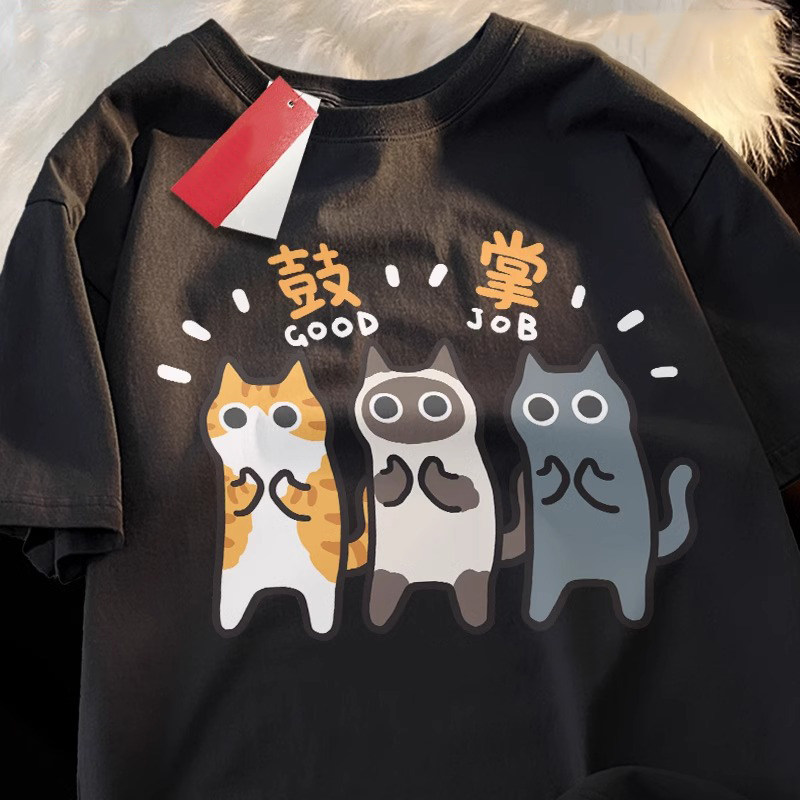 鼓掌橘猫暹罗蓝猫咪短袖T恤男女夏季新款透气休闲宽松纯棉上衣服,女装/女士精品,时尚防晒服,淘宝优惠券,粉丝福利购,淘宝优惠卷