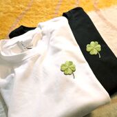 t恤男女情侣装 宽松百搭T半袖 夏季 大码 上衣 新款 刺绣四叶草纯棉短袖