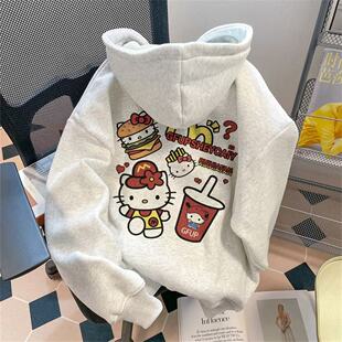 纯棉连帽卫衣女童秋冬新款中大童洋气可爱休闲加绒连帽上衣服外套