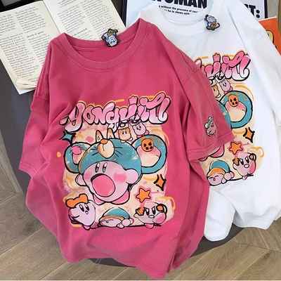 树莓粉星之卡比重磅纯棉短袖t恤