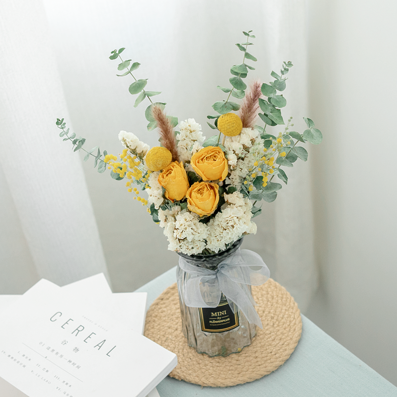 尤加利合欢玫瑰干花花束ins摆件装饰插花雏菊DIY名宿摆件摄影道具