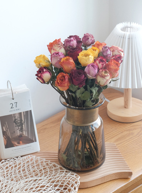 玫瑰干花花束家居装饰摆件天然风干真花网红花艺插花摄影拍摄道具