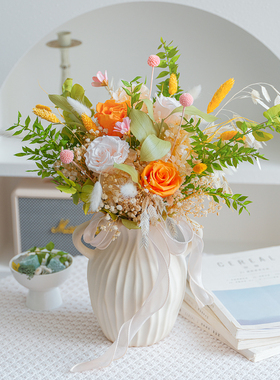 永生绣球玫瑰桔叶干花花束家居装饰摆件ins网红尤加利干花永生花