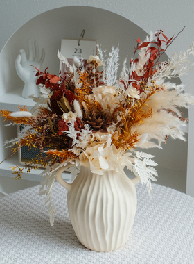 永生芦苇绣球斑克木干花束家居装饰摆件ins网红尤加利干花永生花