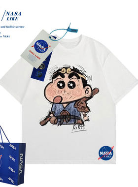 NASA联名蜡笔小新男童卡通洋气纯棉短袖T恤夏季新款中大童潮半袖t