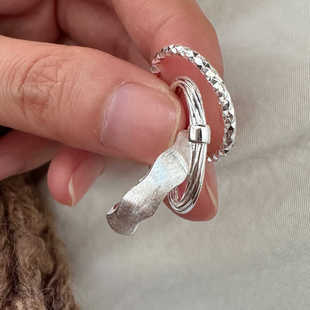 简约小巧叠戴新品戒指女时髦ins风银戒指925纯银组合食指指环