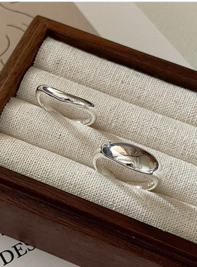 纯银ins小众曲线波浪戒指女开口