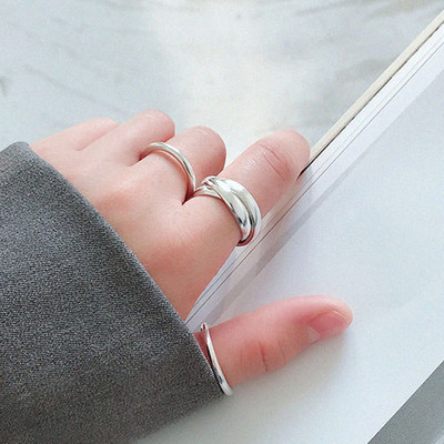 990足银素圈戒指情侣对戒