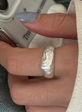 S925轻奢肌理开口叠戴女士戒指