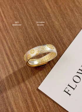 YIN银次元足银9999吉言描金戒指国风气质平安喜乐招财猫活口指环