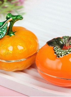 新品金属珐琅柿柿如意首饰盒七宝烧手工艺礼品创意家居橘子摆件