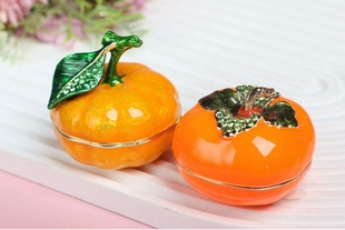 新品金属珐琅柿柿如意首饰盒七宝烧手工艺礼品创意家居橘子摆件