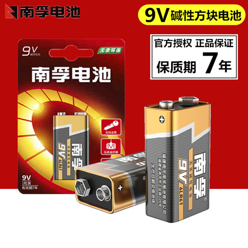 南孚电池9v碱性2粒方形通用型