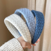 温柔复古菱格毛线宽边发箍女2025新款 高颅顶头箍发卡洗脸发捆秋冬