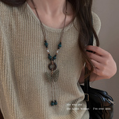 流苏蝴蝶项链配饰女款 新中式 禅意长款 波西米亚串珠毛衣链挂脖配饰