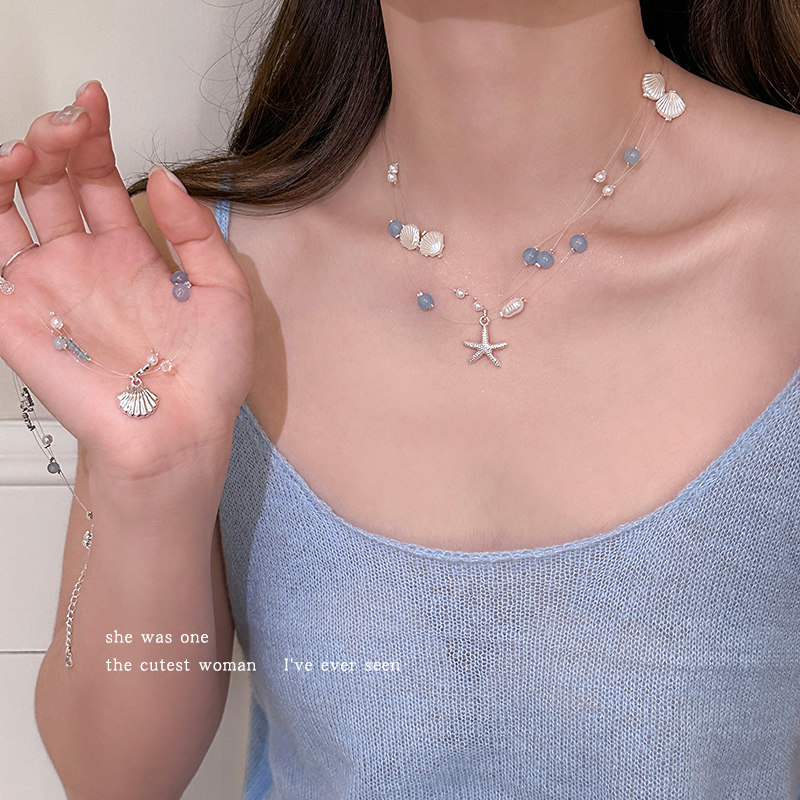 海星贝壳串珠项链女款2025新款叠戴锁骨链颈链高级感轻奢小众配饰,饰品/流行首饰/时尚饰品新,项链,淘宝优惠券,粉丝福利购,淘宝优惠卷