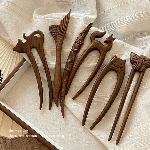 可爱猫咪u型发簪2024新款高端