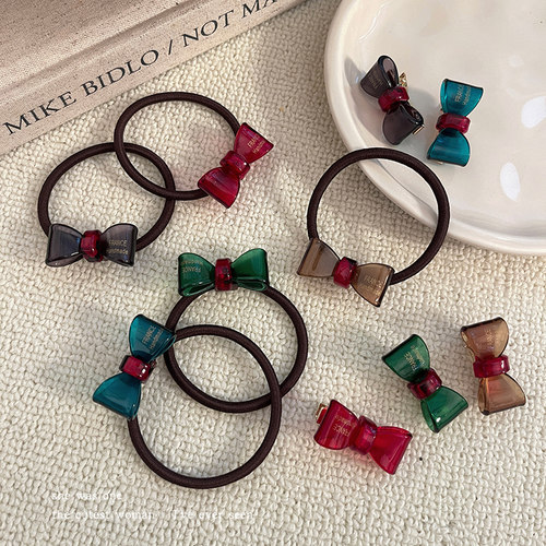 韩系醋酸蝴蝶结发圈女