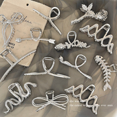 银色蝴蝶结抓夹大号精致发夹盘发鲨鱼夹设计感小众发卡女头饰夹子