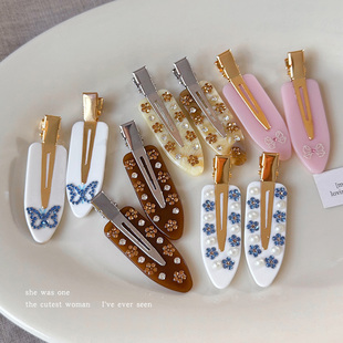 船型醋酸发夹女2025新款 高端发卡贴钻碎发刘海夹边夹一字夹鸭嘴夹