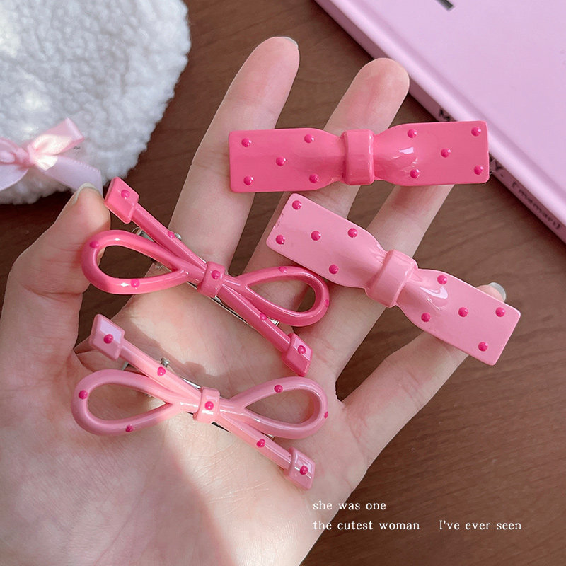 气质粉色波点蝴蝶结发夹甜美少女侧边刘海夹发卡新款鸭嘴夹子头饰,饰品/流行首饰/时尚饰品新,发饰,淘宝优惠券,粉丝福利购,淘宝优惠卷
