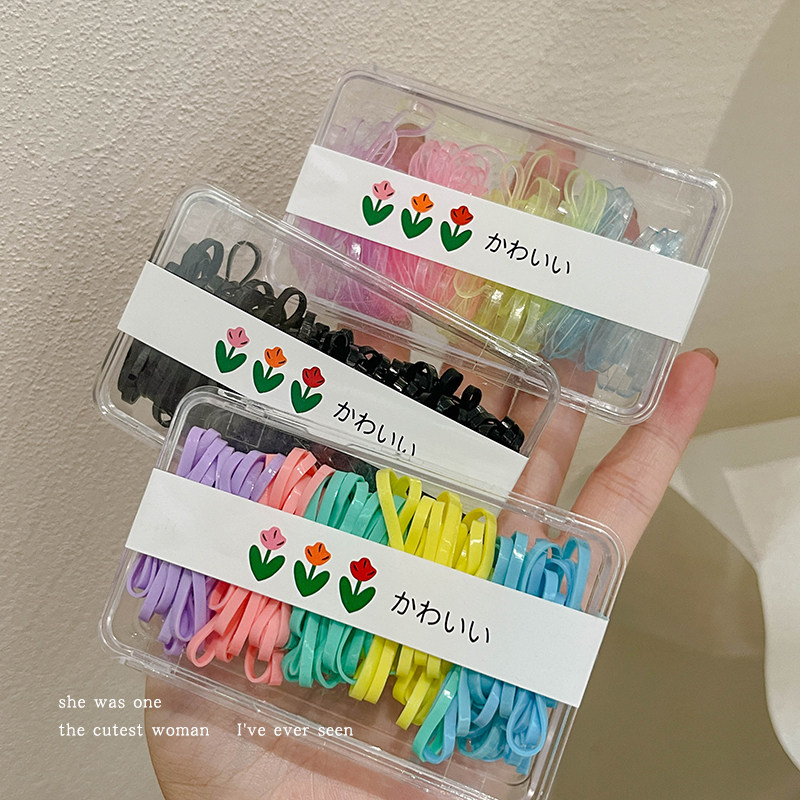 彩色小皮筋儿童扎头发绳一次性发圈头饰女高弹力耐用头绳加厚皮套