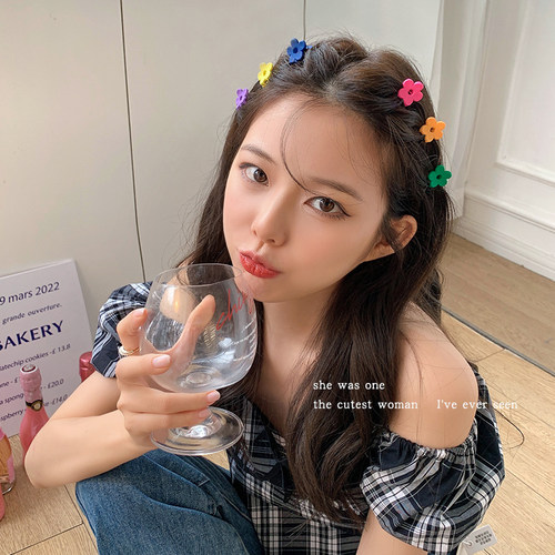 可爱甜美磨砂花朵小发夹小巧精致