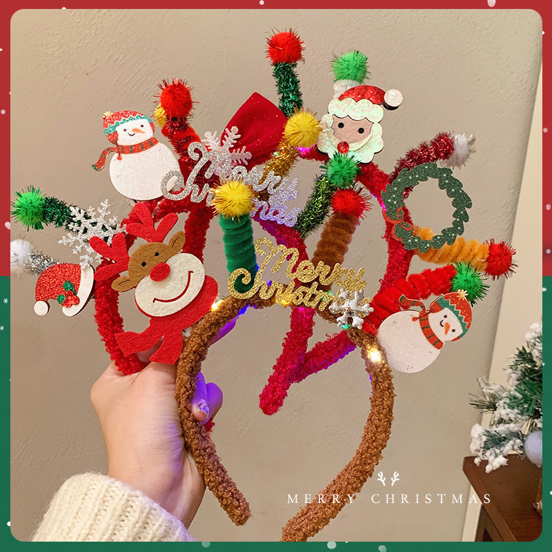 圣诞发光扭扭棒发箍女2024新款