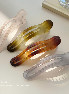 大号抓夹鸭嘴夹女发夹发量多后脑勺一字夹透明发卡头饰盘头发夹子