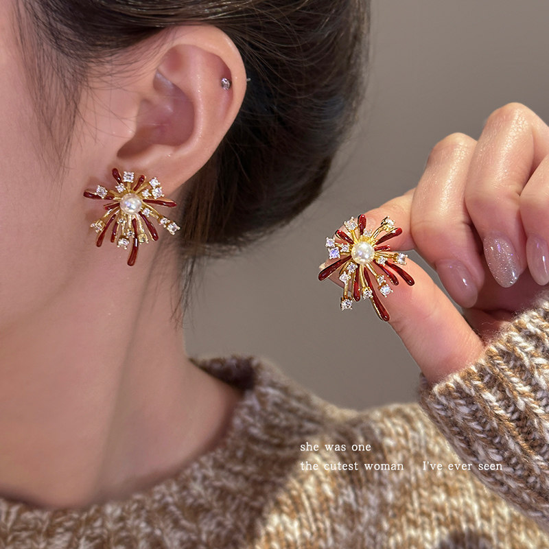 爆闪红色滴油烟花耳钉女新年喜庆耳环秋冬高级感耳坠过年小众耳饰,饰品/流行首饰/时尚饰品新,耳钉,淘宝优惠券,粉丝福利购,淘宝优惠卷