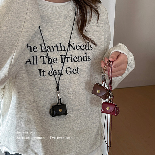 复古皮质收纳小包零钱耳机套挂件