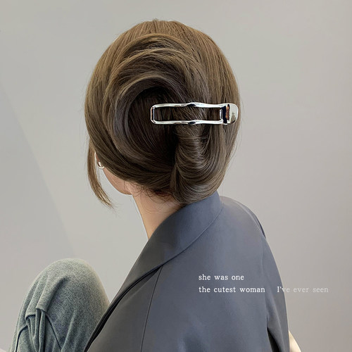 简约气质银色金属波浪发夹发抓