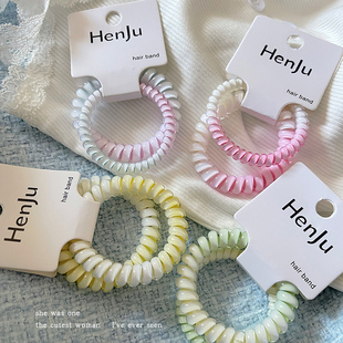 电话线发圈高级感2026新款 扎头发简约高弹力耐用线圈头绳皮筋发饰