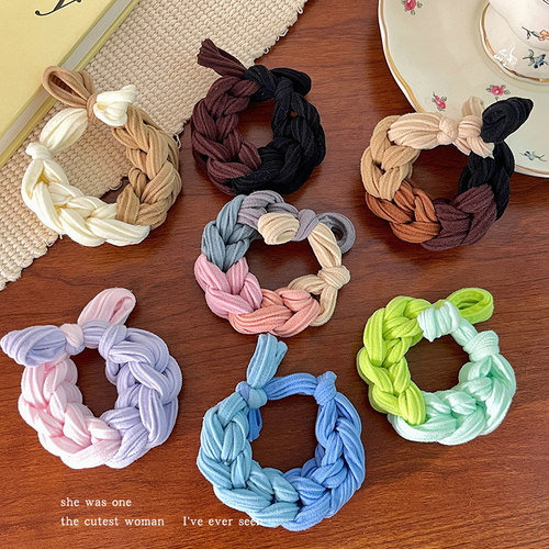 彩色编织发绳加粗高弹力发圈